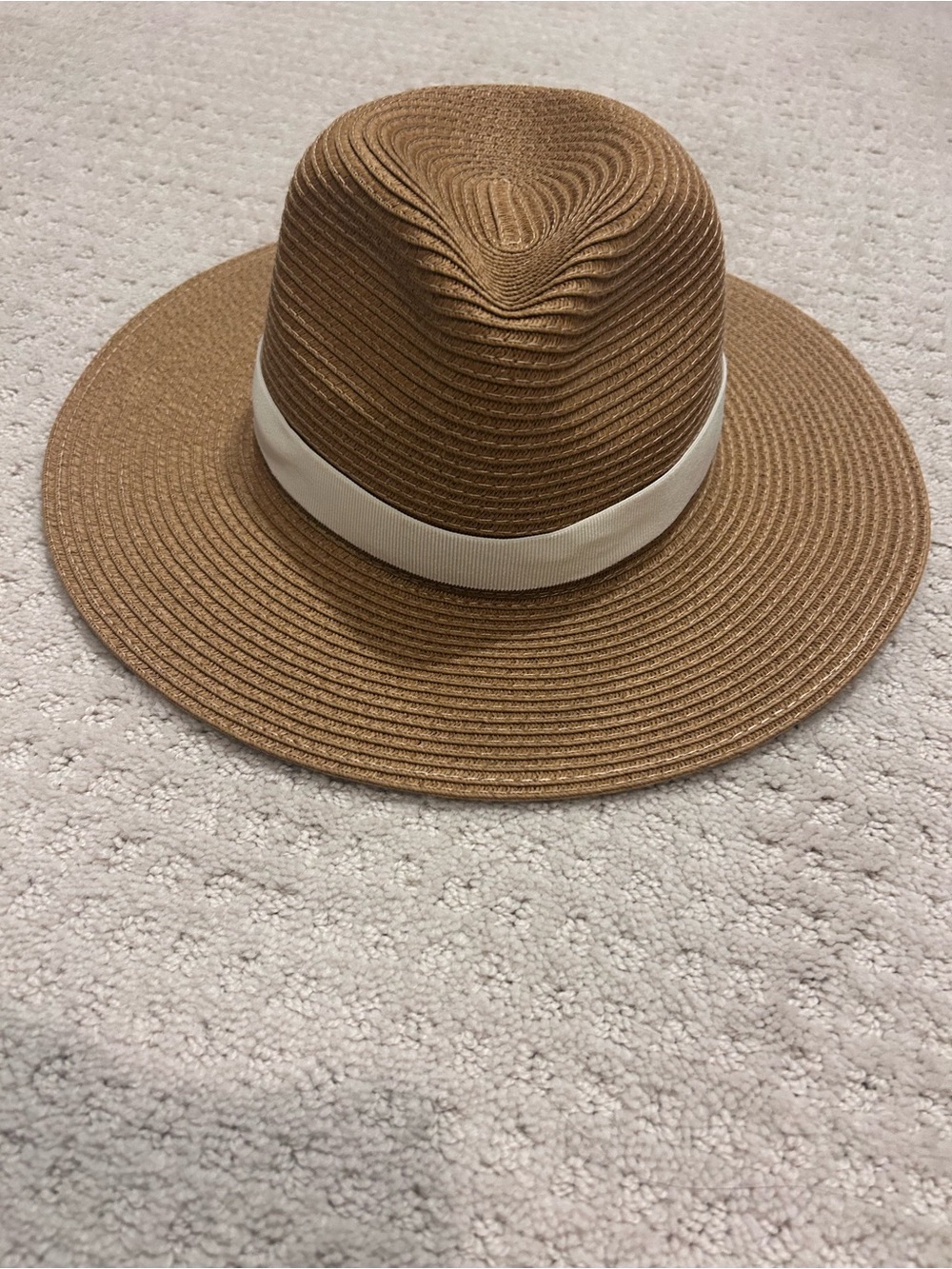 J. Crew Tan Straw Fedora with Cream Band